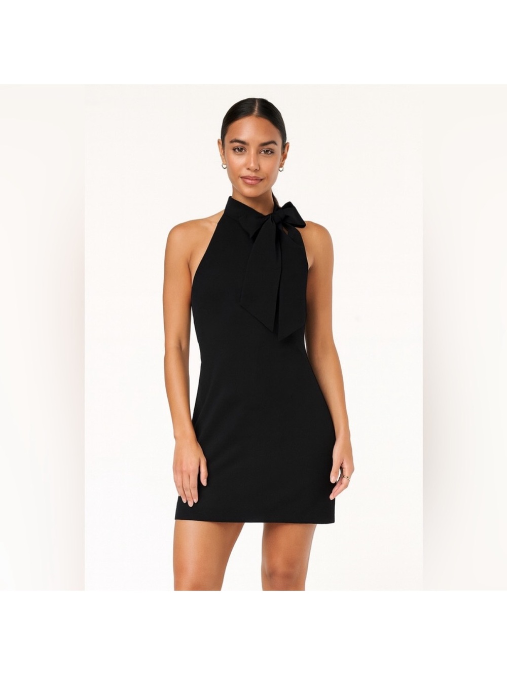 Vince Camuto Black One-Shoulder Bow Neck Mini Dress